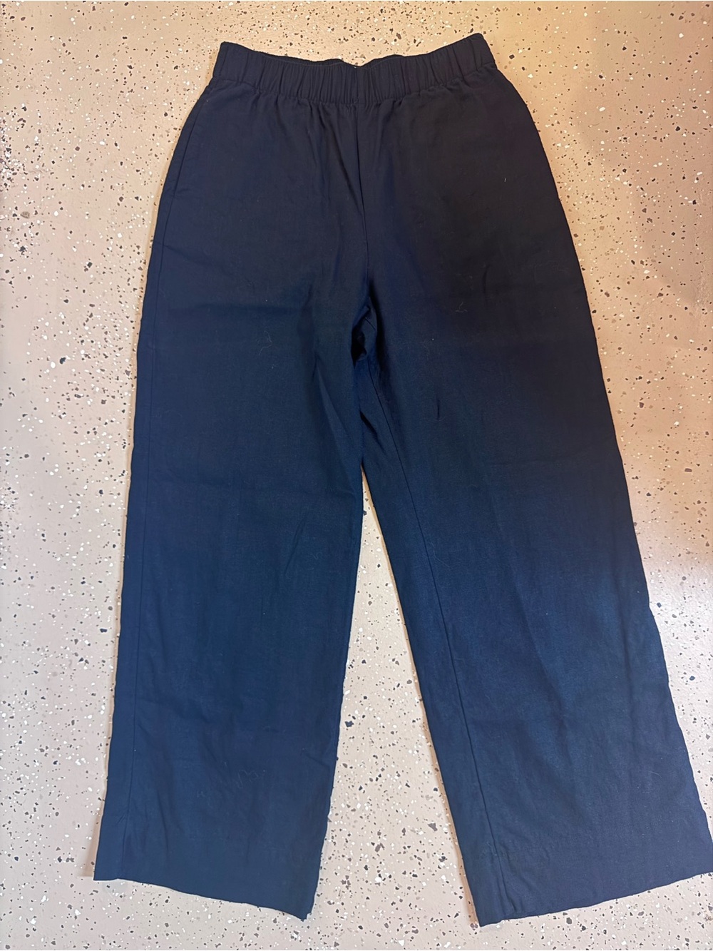 Women’s Elastic Waist Black Linen Pants